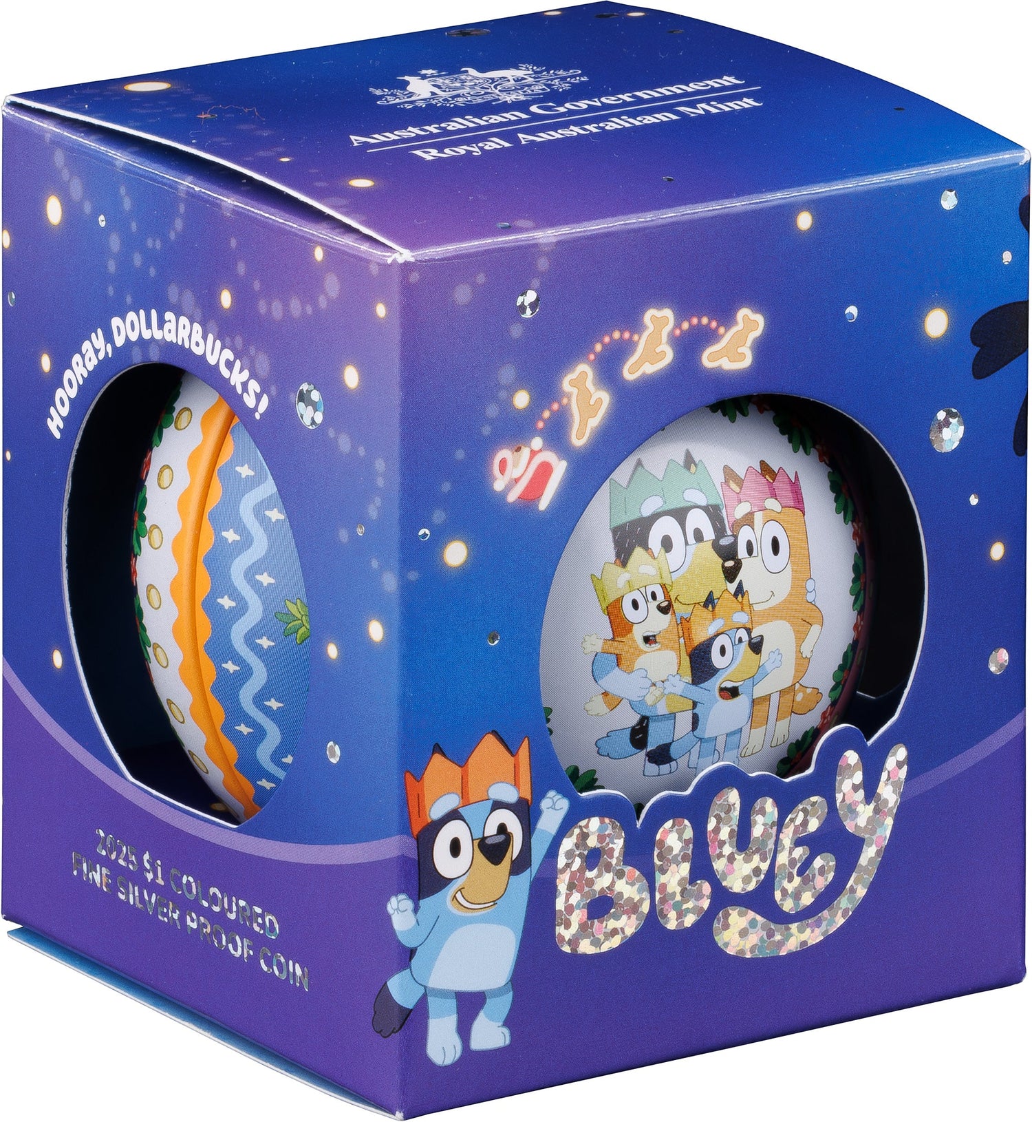 AUSTRALIA BLUEY CHRISTMAS 2025 $1 DECORATION COLOUR SILVER PROOF COIN